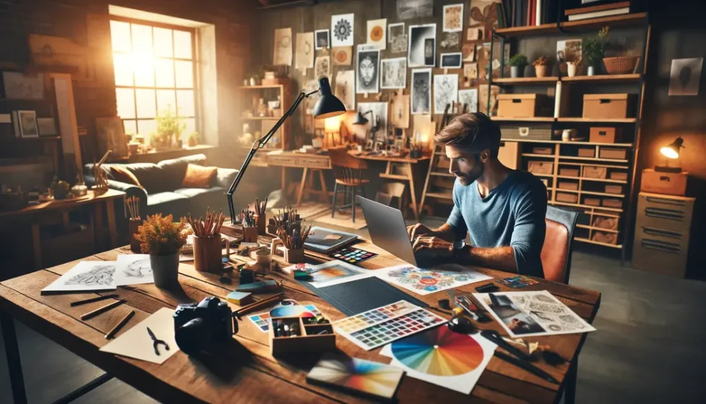 YouTube Automation - A man working on his laptop in his home office