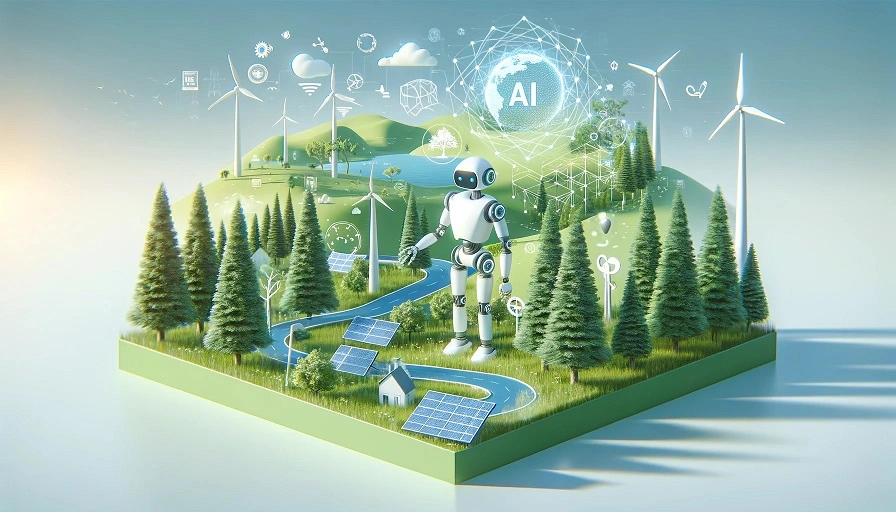 A digital illustration of AI innovations in environmentalism