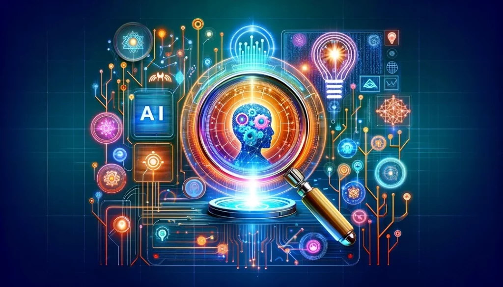A modern and vibrant digital image of Advanced AI SEO Strategies for 2024