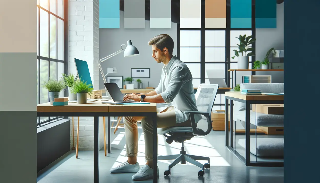 AI Marketing Tools - A content marketer working on his laptop in his office