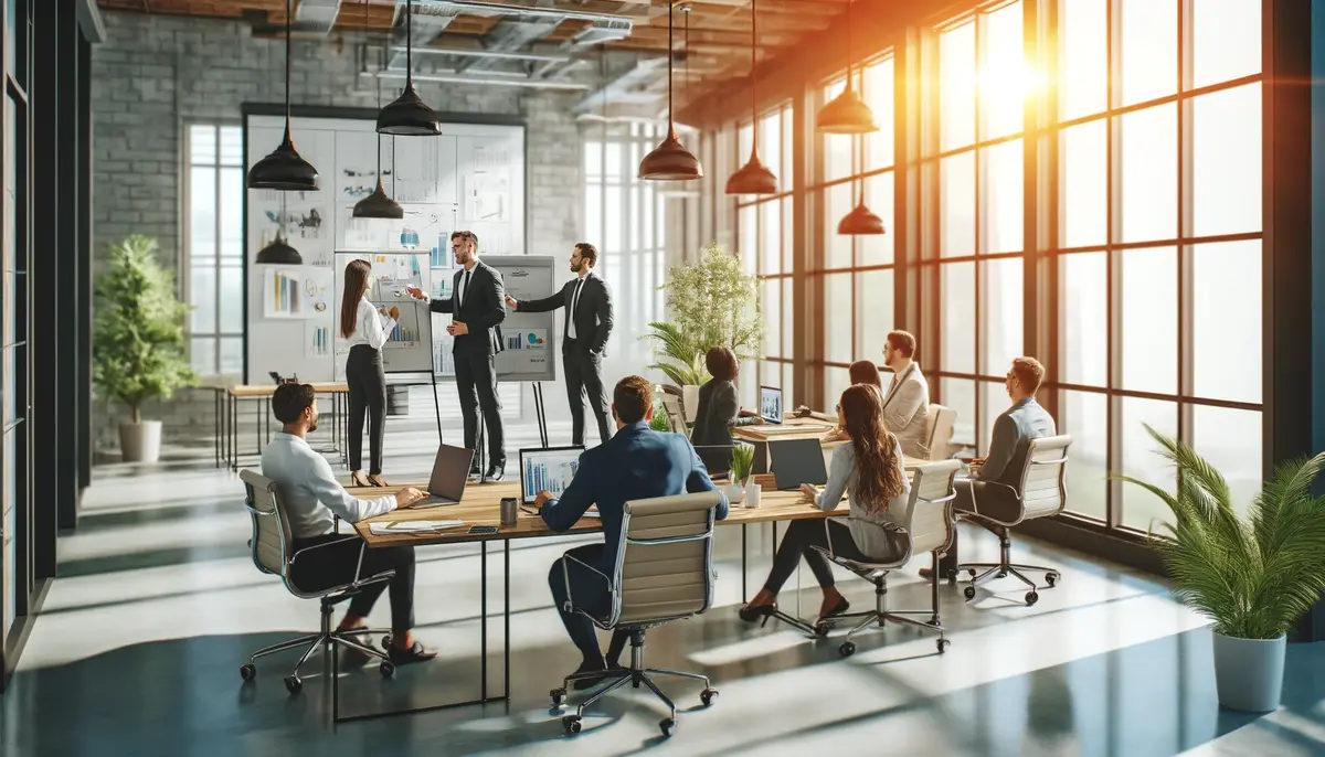 AI Schedulers for Sales Team - An Image of a Small Sales Team Working on a Project in their Office