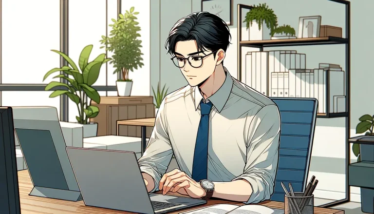 How to write better emails - A professional working in his office - Anime