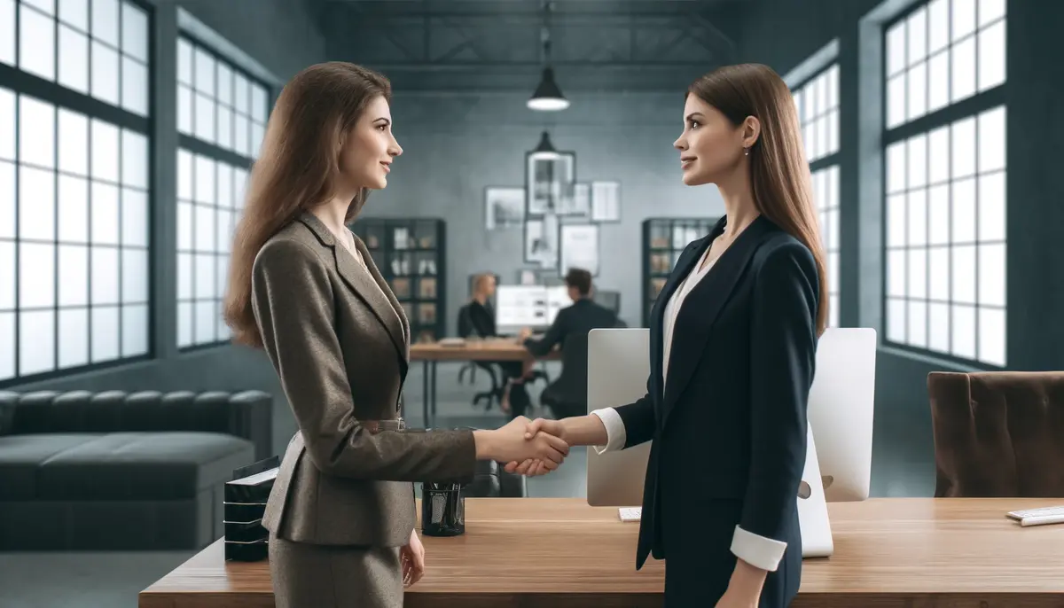 Two professional women shaking hands - Quickly Respond to Inbound Leads - Bigly Sales