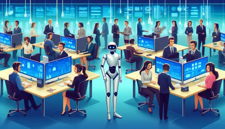 Customer Service Robots - An AI robot working in an office - Bigly Sales