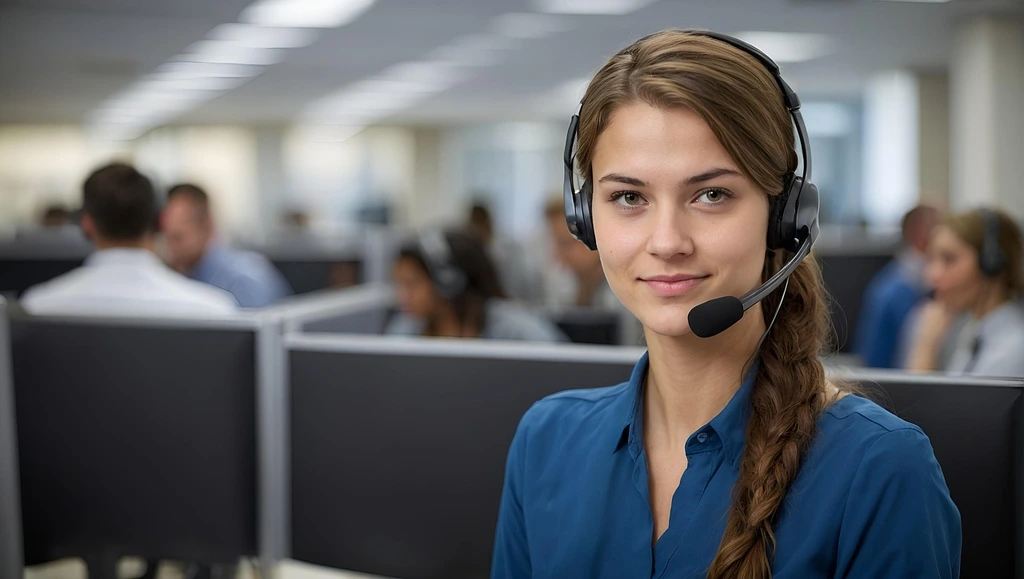 A human call center agent. Will AI replace call center agents—AI agents—AI call centers - Bigly Sales - Image by Gerd Altmann from Pixabay