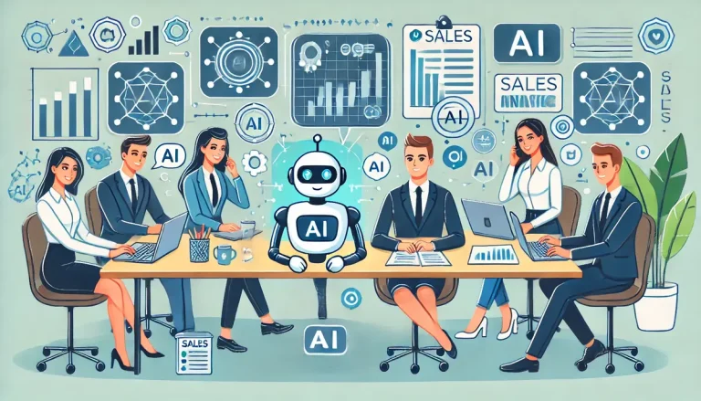 AI sales enablement - AI at work - A sales team in an office - Bigly Sales