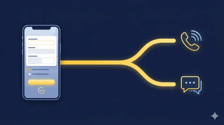 Automated lead handling system showing AI calling and texting a lead within seconds of form submission