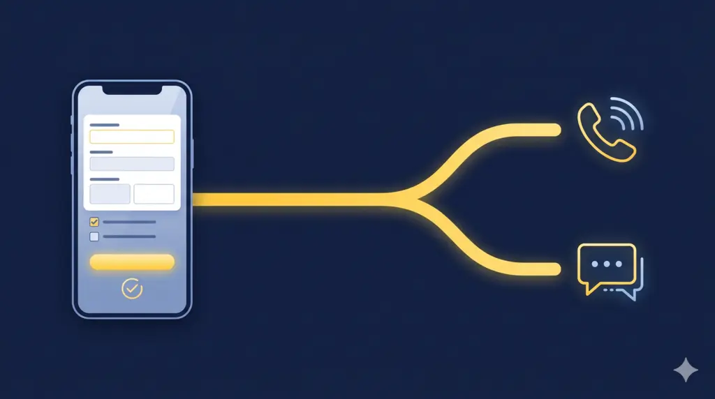 Automated lead handling system showing AI calling and texting a lead within seconds of form submission