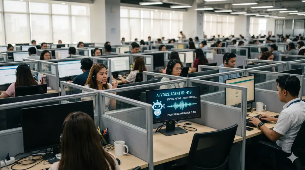 An AI voice agent working at a large call center