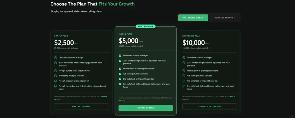 Bigly Sales Contact Center AI Pricing for Outbound and Inbound Calls
