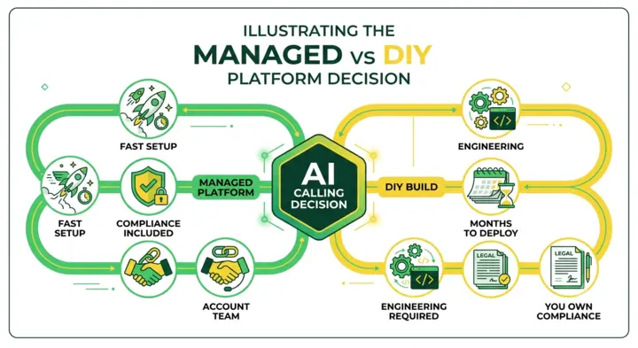 Managed AI calling platform vs DIY API comparison decision tree for personal loan lenders
