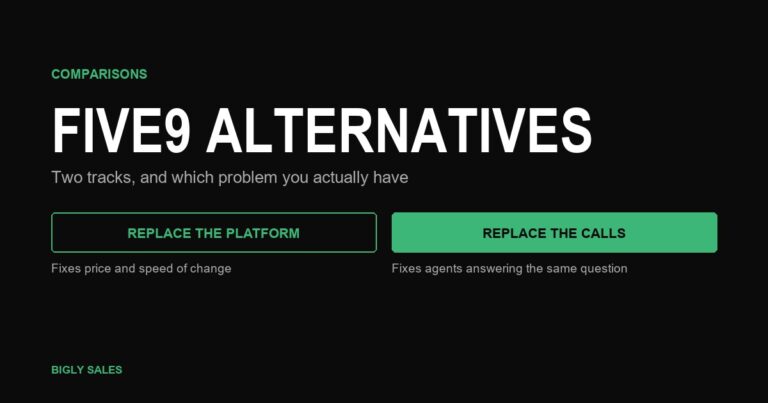 Five9 alternatives featured graphic contrasting replacing the whole contact center platform against replacing only the calls