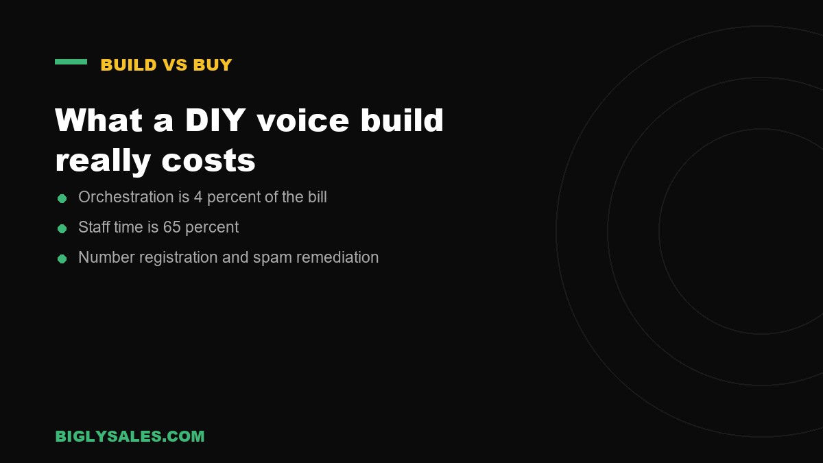 What a DIY voice build really costs, a DIY voice AI summary card from Bigly Sales