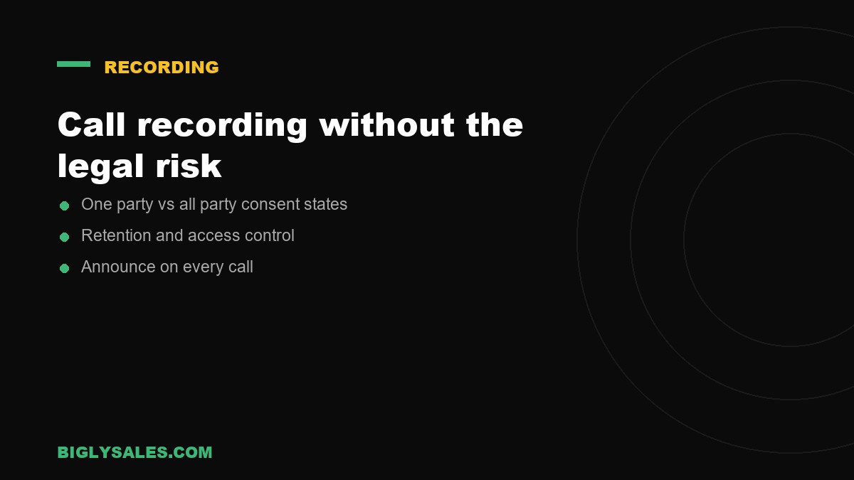 Call recording without the legal risk, a business call recording summary card from Bigly Sales