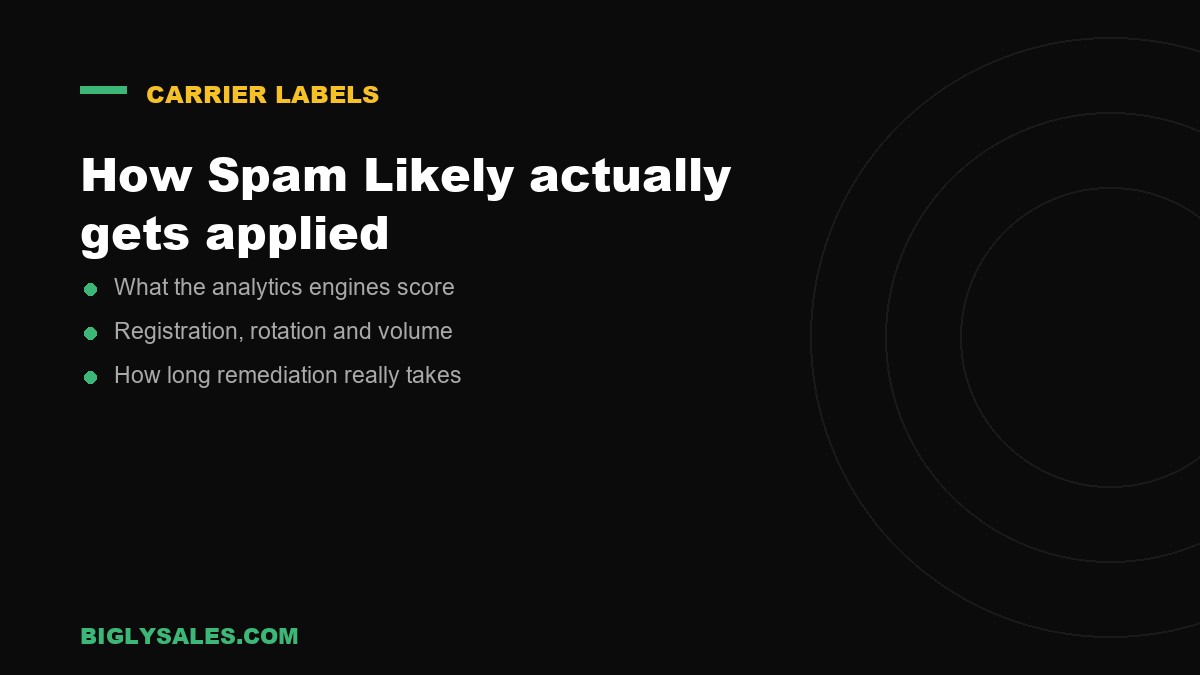 How Spam Likely actually gets applied, a spam likely summary card from Bigly Sales