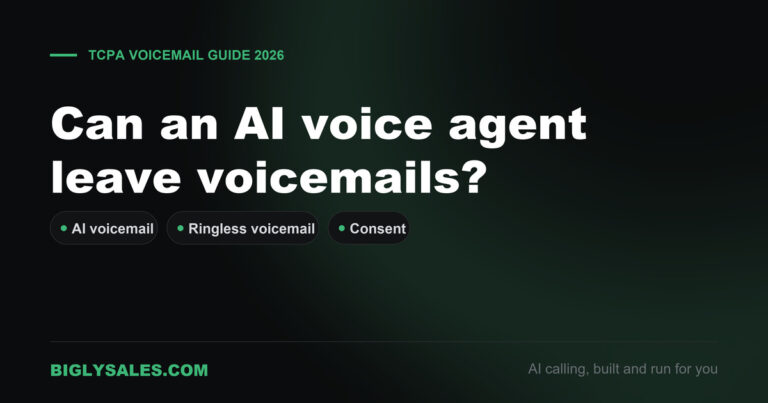Card asking whether an AI voice agent can leave voicemails, with chips for AI voicemail, ringless voicemail and consent